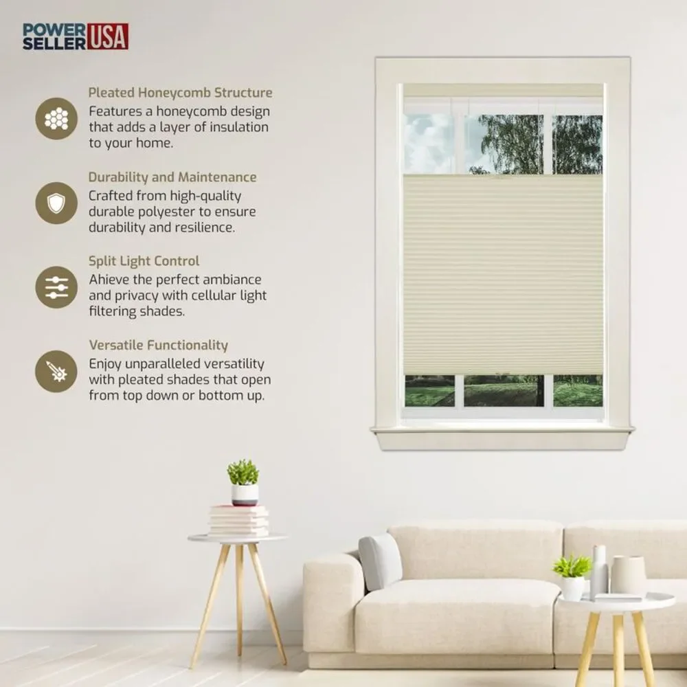 Cordless Window Blinds Cellular Top-Down Bottom-Up Honeycomb Pleated 3/8
